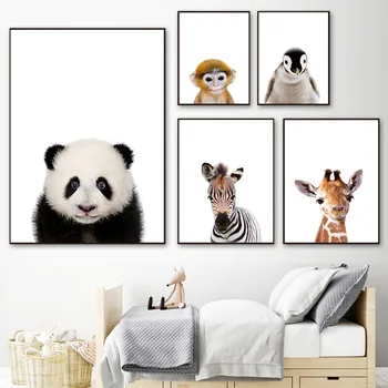 Šiaurės Plakatai Ir Spausdina Dramblys Zebra Žirafa Panda, Koala Gyvūnų Sienos Meno Tapybos Drobės Sienos Nuotraukas Kūdikių Vaikai Kambario Dekoro
