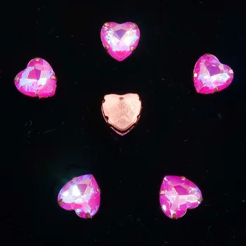 širdies formos auksinis letena parametrai 20pcs/p 10mm jelly candy & AB stiklo Kristalų Siūti kalnų krištolas granulių batai, krepšiai rankdarbių 