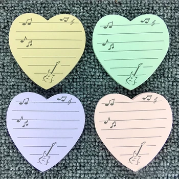 Širdies Muzika Stick Pastaba Mini Notepad Copybook Kišenėje Rašyti Knygą Nata Memo Meilės Dizaino Pranešimą Knygos N Kartų Lipdukas