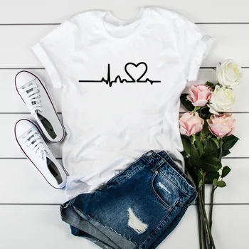 Širdies plakimas Spausdinti Moteriški Marškinėliai trumpomis Rankovėmis Grafinis T-shirt Pagal O-Kaklo Viršūnes Drabužius Harajuku T-marškiniai, Drabužiai Moterims Marškinėlius