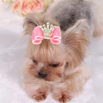 Šuo Grooming Lankai Crystal Crown Kačių ir šunų Plaukų Lankai Mažas Pog Viliojimo Priedai Šunų Plaukų Gumos Juostos Naminių Reikmenys