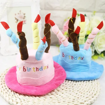 Šuo skrybėlę pet šuo, katė skrybėlę su gimtadienio tortas bžūp žvakė dovanų dizaino gimtadienis kostiumas šukuosena kūdikių reikmenys prekės