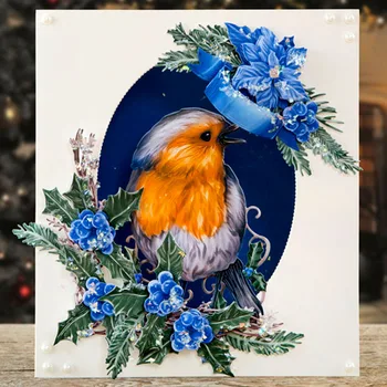 Šventinis Elnias Songbird Mielas Pelės Sniego Gėlių Poinsettia Holly Kalėdų Medžio, Metalo Pjovimo Miršta Scrapbooking Naujas 2019