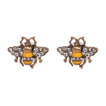 šviežias bičių diamond mados moterų vabzdžių, gyvūnų auskarai imitacija, perlų šalis vestuvių aukso lydinio auskarai unikalus kaip papuošalai