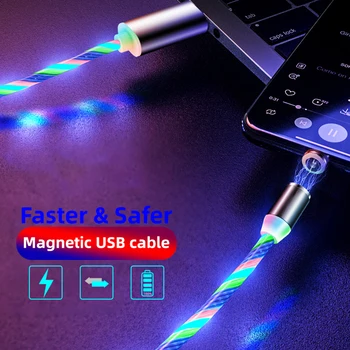 Švyti LED Teka Magnetinio Įkrovimo Kabelis Šviesos Apšvietimo Magnetinio USB C Micro USB Kabelis, Skirtas 