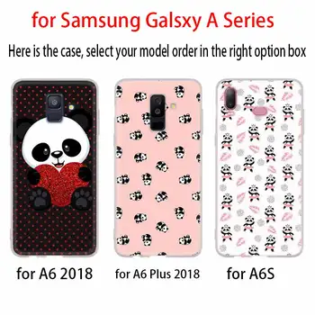 Šypsena mielas Panda Bear Samsung Galaxy A10/A30/A40/A50/A70 A9 A8 A6 a7 2018 A3 A5 2016 2017 TPU Case Cover Minkštas