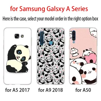 Šypsena mielas Panda Bear Samsung Galaxy A10/A30/A40/A50/A70 A9 A8 A6 a7 2018 A3 A5 2016 2017 TPU Case Cover Minkštas