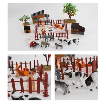 Ūkio anime Namas Modeliavimas Naminių Gyvūnų Rinkinys, Arklys, Karvė, Višta, Figūrėlės Ūkio Zoo Staffer Veiksmų Skaičiai Žaislai Vaikams Kalėdų Dovana