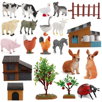 Ūkio anime Namas Modeliavimas Naminių Gyvūnų Rinkinys, Arklys, Karvė, Višta, Figūrėlės Ūkio Zoo Staffer Veiksmų Skaičiai Žaislai Vaikams Kalėdų Dovana