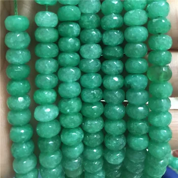 Žalia malaizija 5x8mm natūralaus akmens chalcedony vienas briaunotas abacus prarasti karoliukai 