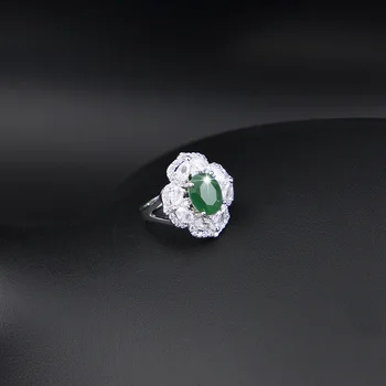 Žalias Smaragdas Sidabro 925 Papuošalai Rinkiniai Moterims, Auskarai, Pakabučiai Žiedas Nemokamas pristatymas