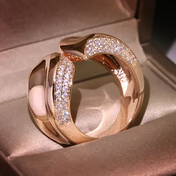 Žavesio Moterų Geometrinis Piršto Žiedą Unikalų Stilių Rose Aukso Vestuvinis Žiedas Senovinių Vestuvinių Žiedų Moterims