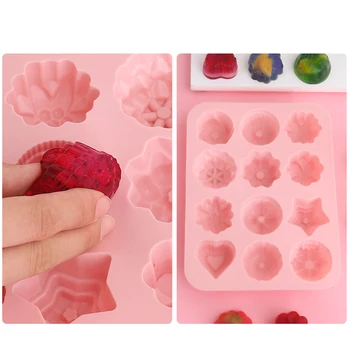 Želė desertas silikono formos 12 formų virtuvės kepimo įrankiai non-stick silikono tortas pelėsių želė ir saldainių pelėsių 3D pelėsių 