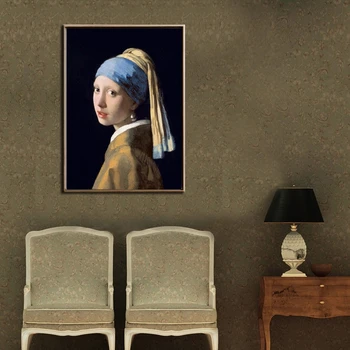 Žinomų Tapybos Mergina su Perlo Auskaru Johannes Vermeer Drobė Paveikslų, Klasikinio Portreto Plakatai ir Spausdina Namų Dekoro